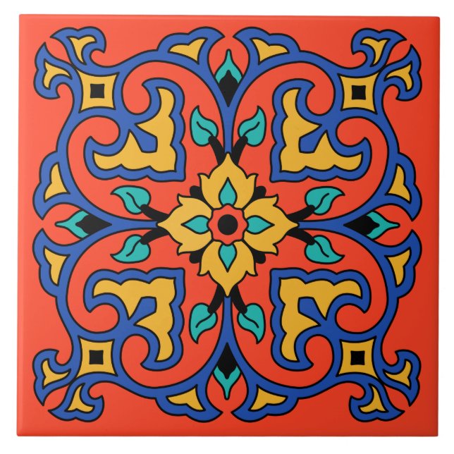 Vintage katalanische Insel Tile Fliese (Vorderseite)