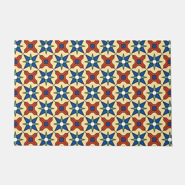 Vintage katalanische Insel Tile Fußmatte (Vorderseite)