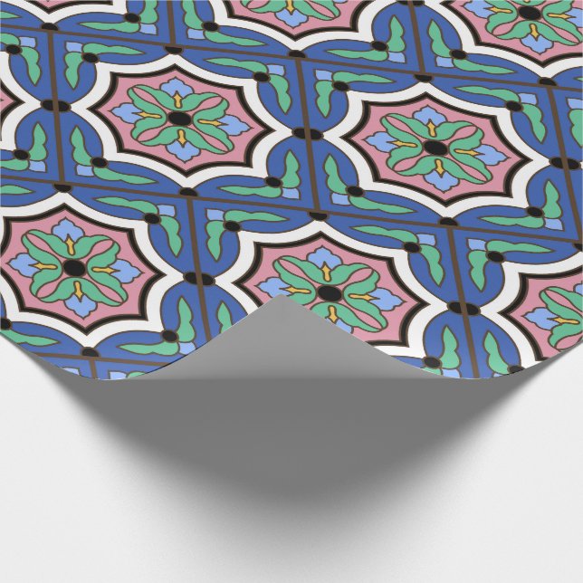 Vintage katalanische Insel Tile Geschenkpapier (Ecke)