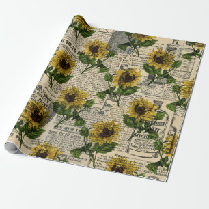 Vintage-Katalog und Sonnenblumen Geschenkpapier