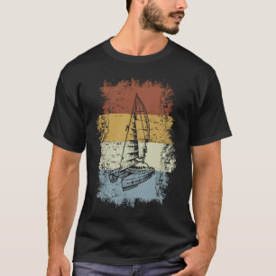 Vintage-Katamaran-Boot altes Segelboot Ozean Meer T-Shirt