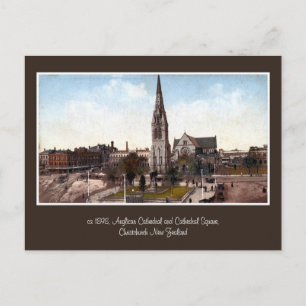 Vintage Kathedrale, Christchurch NZ Postkarte