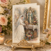 Vintage katholische Braut am Marienaltar Hochzeit