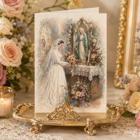 Vintage katholische Braut am Marienaltar Hochzeit
