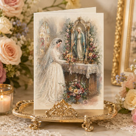 Vintage katholische Braut am Marienaltar Hochzeit Karte