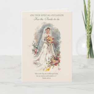 Vintage katholische Brautparty Florales Kreuz Rose Karte