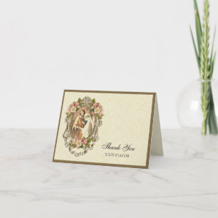 Vintage katholische Hochzeit Kirschblüten religiös Dankeskarte