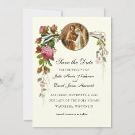 Vintage katholische Hochzeit - Verlobung von Maria Save The Date