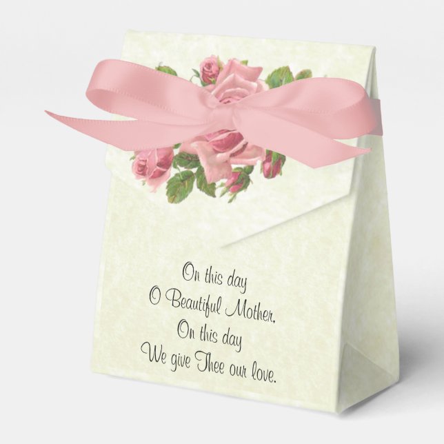 Vintage katholische religiöse gesegnete Mary Pink  Geschenkschachtel (Vorderseite)