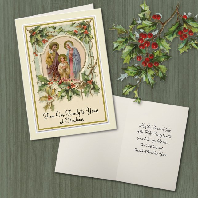 Vintage Katholische Weihnachtsfamilie Karte (Traditional Catholic Holy Family Christmas Card - Easy to personalize! )