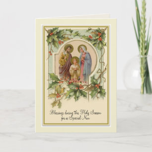 Vintage katholischer Weihnachten Jesus Heilige Fam Karte