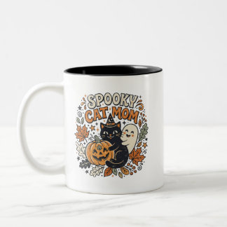 Vintage-Katz-Mama-Halloween-Grafik Zweifarbige Tasse