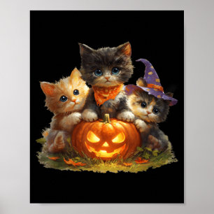 Vintage Kätzchen Kürbis süße Katze gruselige Jahre Poster