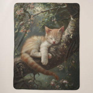 Vintage-Kätzchen schlafend in einem Baum Sherpadecke
