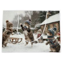 Vintage-Kätzchen Schneeballschlacht Große Geschenk