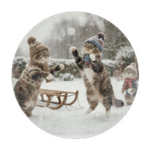 Vintage-Kätzchen Schneeballschlacht Schneidbrett