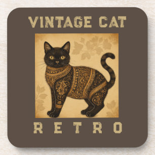 Vintage-Katze, Antique-Katze und Motivmuster Getränkeuntersetzer