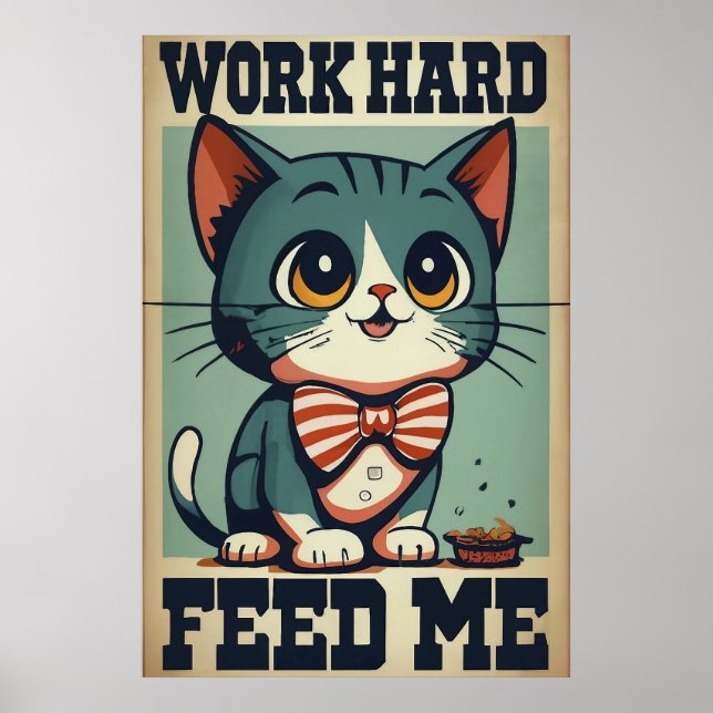 Vintage Katze arbeiten Poster (Vorne)