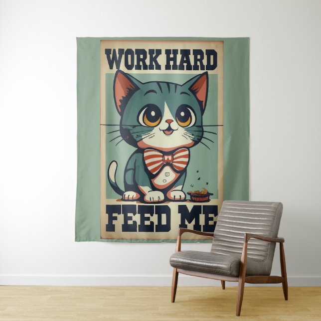Vintage Katze arbeiten Wandteppich (Beispiel)