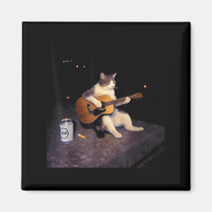 Vintage-Katze-Bier lustige Katze trinkt Bier Gitar Magnet