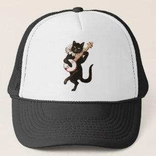 Vintage Katze, die Banjo spielt Truckerkappe