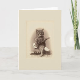 Vintage Katze, die eine Banjo-Anmerkungs-Karte Karte