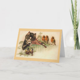 Vintage Katze, die Violinen-Anmerkungs-Karte Karte