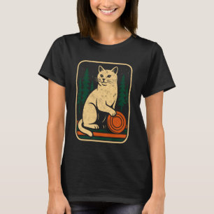 Vintage-Katze-Disc-Golf-Spieler-Tee-Basket-Golfer- T-Shirt