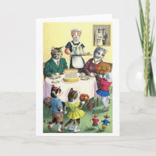 Vintage Katze Familienmutter Geburtstagskarte Karte
