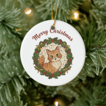 Vintage-Katze Frohe Weihnachten Retro-Katze