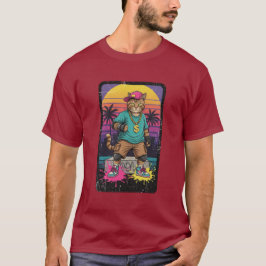 Vintage-Katze Hip-Hop-Stil mit Retro-Sonne T-Shirt