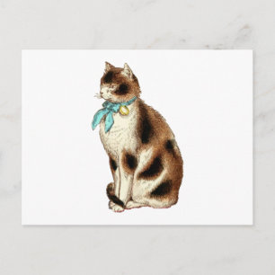 Vintage Katze-Illustration Postkarte