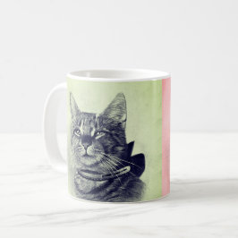 Vintage Katze in Collar Kaffeetasse
