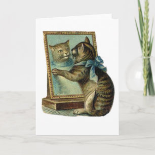 Vintage Katze in Mirror Notecard Karte