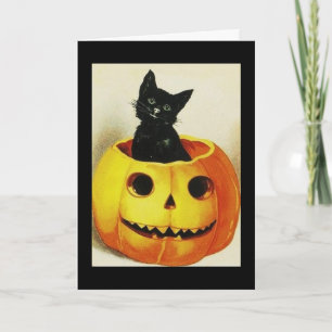 Vintage Katze in Pumpkin Karte