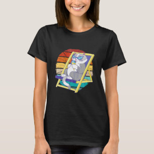 Vintage-Katze isst Eis und trägt eine Sonnenbrille T-Shirt