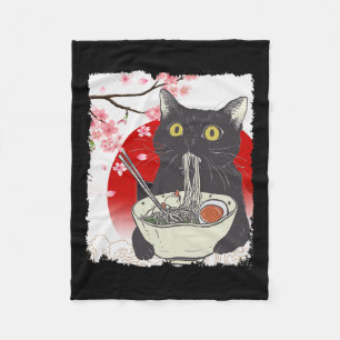 Vintage-Katze isst Ramen Lustige japanische Katzen Fleecedecke