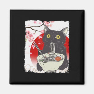 Vintage-Katze isst Ramen Lustige japanische Katzen Magnet