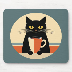 Vintage-Katze & Kaffee Mousepad