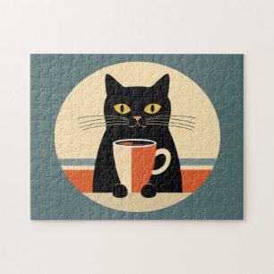 Vintage-Katze & Kaffee Puzzle