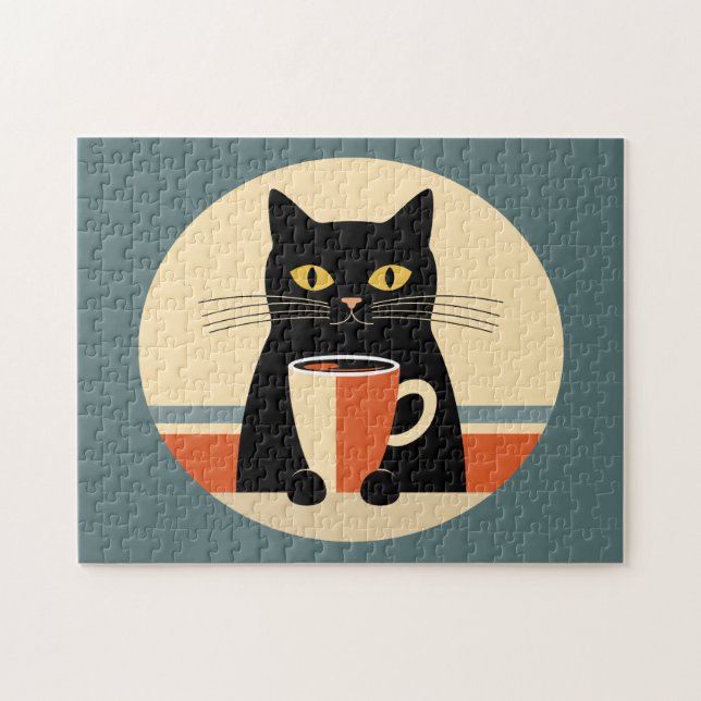 Vintage-Katze & Kaffee Puzzle (Horizontal)