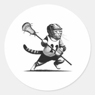 Vintage Katze Lacrosse Kitten Lacrosse Lacrosse Runder Aufkleber