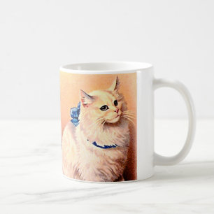 Vintage Katze mit Blue Bow Kaffeetasse