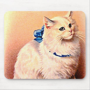 Vintage Katze mit Blue Bow Mousepad
