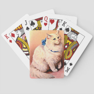 Vintage Katze mit Blue Bow Spielkarten