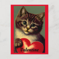 Vintage Katze mit Herzkarte