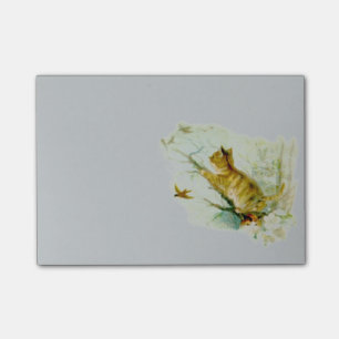 Vintage Katze mit Vögeln Post-it Klebezettel