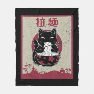 Vintage-Katze Ramen Kawaii Anime Japanisches Gesch Fleecedecke