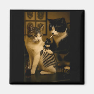 Vintage-Katze raucht Tattoo tätowierte Kätzchen-Kü Magnet