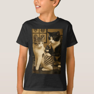 Vintage-Katze raucht Tattoo tätowierte Katze Künst T-Shirt